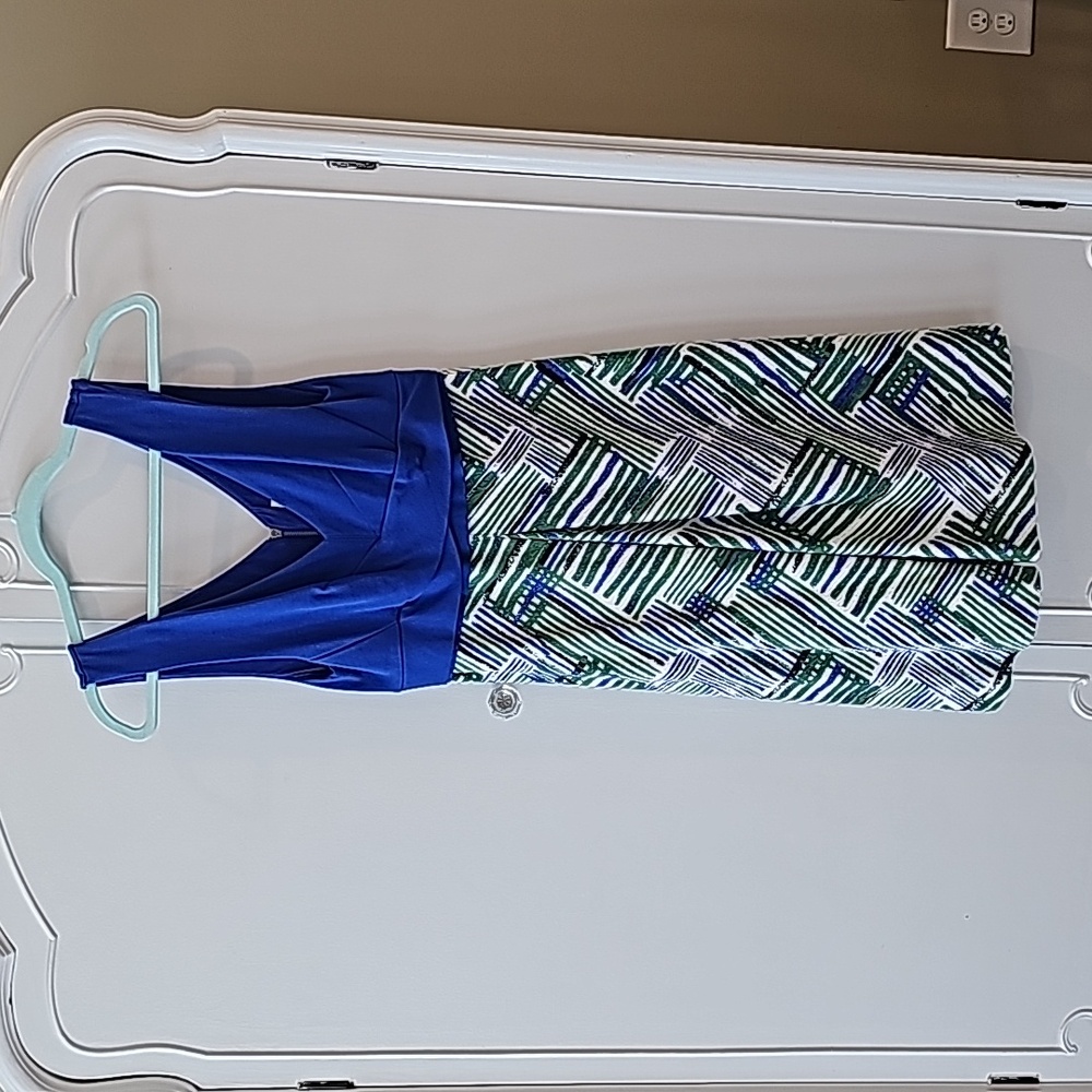 Anthropologie HD in Paris Dress, green and blue, size 4